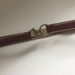 Red Genuine Leather slide Belt w/ silver hardware