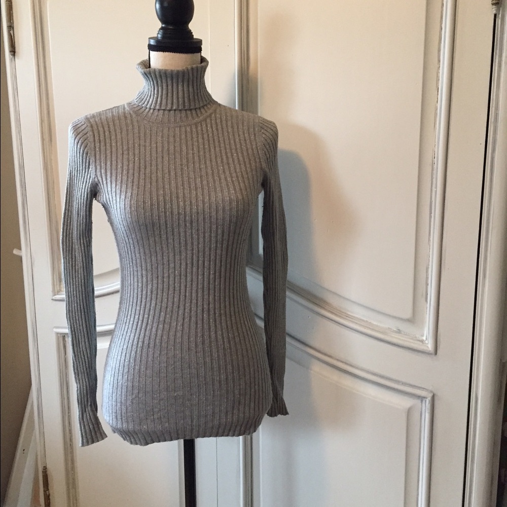 White House Black Market.  Silver sweater. Size M