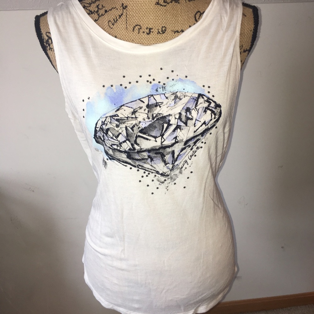 Juicy Couture White Diamond Graphic Tank Top