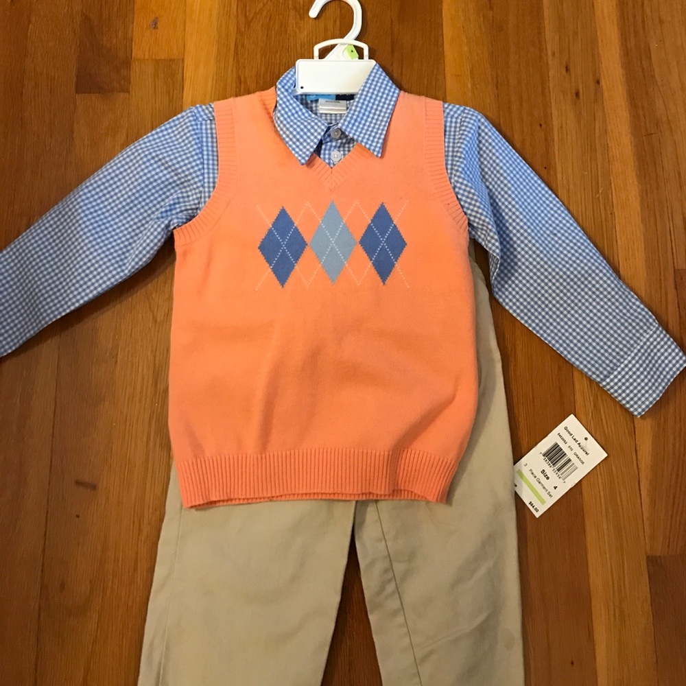 Boys 3 piece outfit pants,shirt, sweater vest