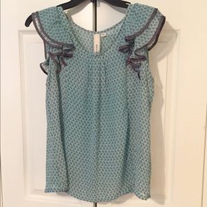 Anthropologie Sheer Bird Print Blouse