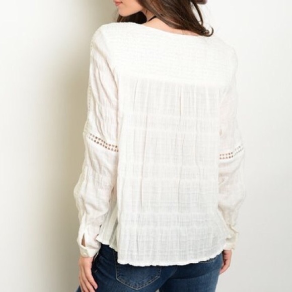 🔹Last One (MED)🔹Peasant Top with Crochet Detail - Picture 4 of 4