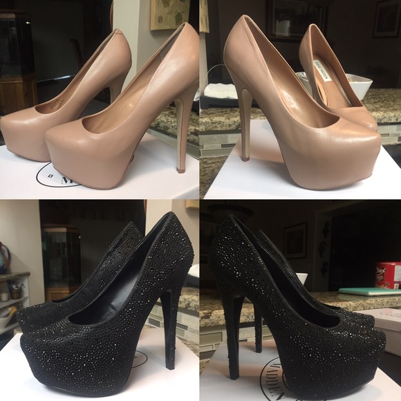 NOIR Black Leather Pointed-Toe Stiletto Pump Women Steve Madden pumps!! Black!! Size 8.5!!
