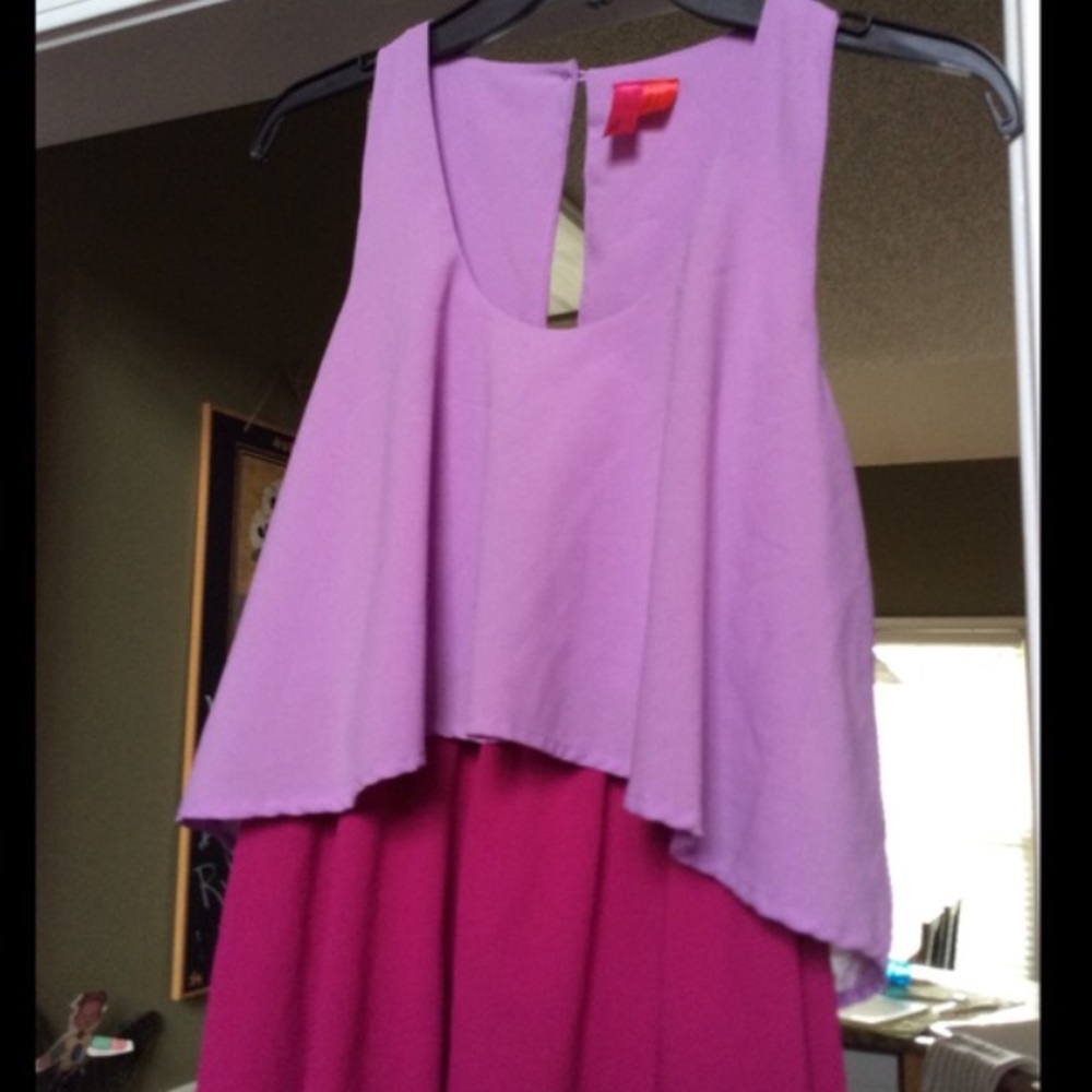 Color-Block High-Low Dress 💜💖 - Picture 3 of 4
