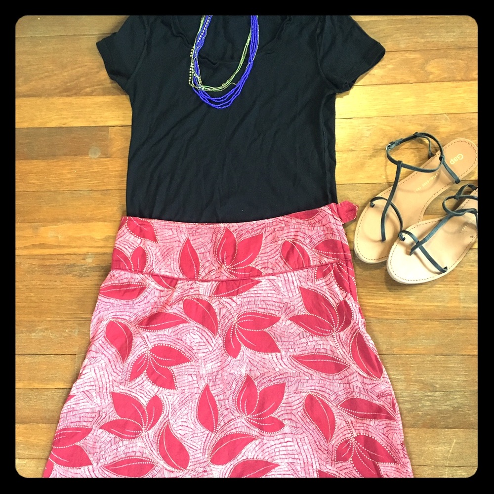 Cotton leaf print skirt from H&M