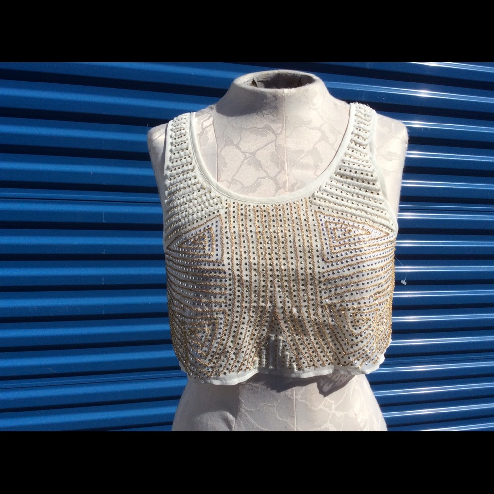 Nasty Gal stitch and sequin crop top NEW!