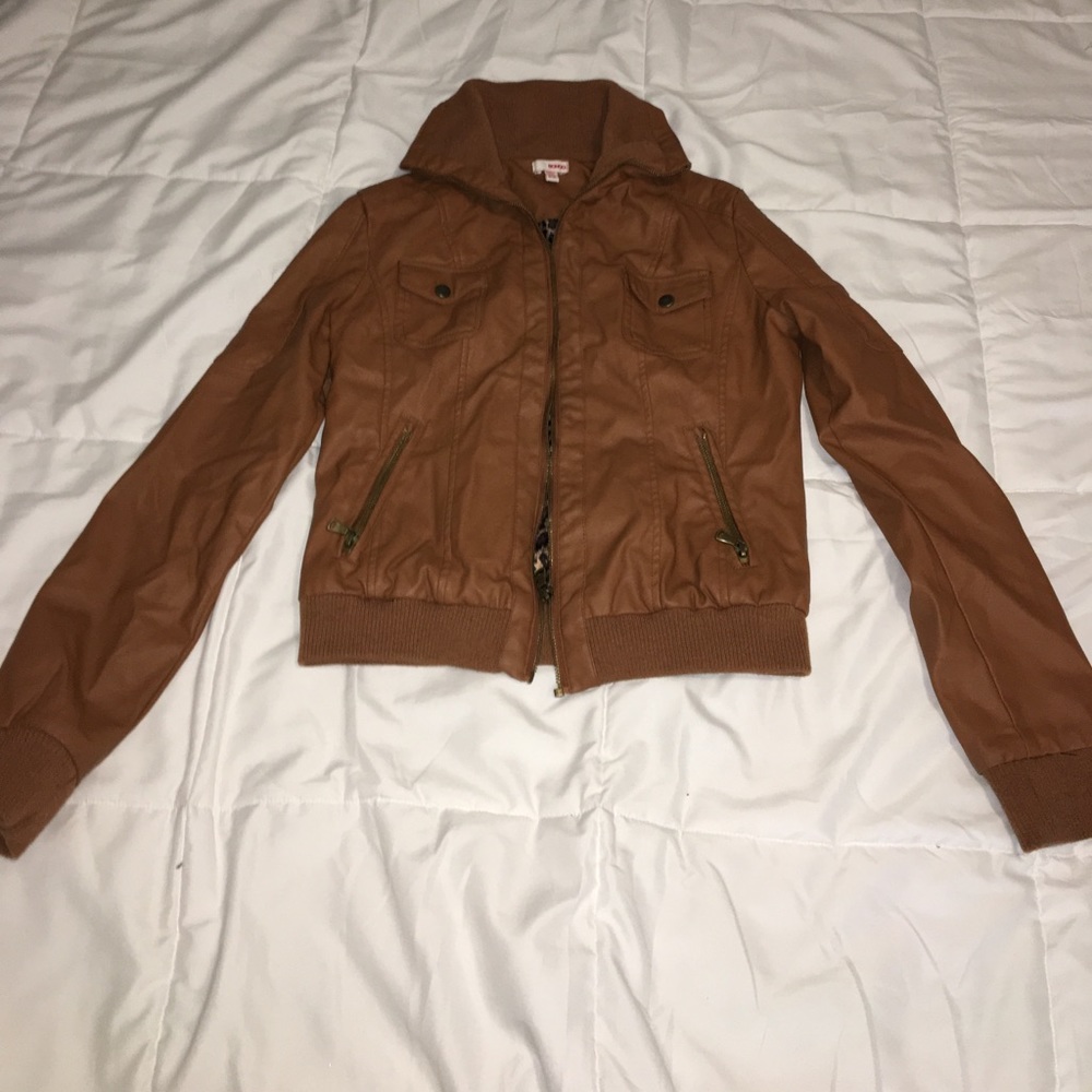 Chestnut colored fake leather jacket