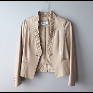 MaxMara leather jacket w/ruffle collar. Never worn