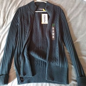 Cabela's dark green/blue zip up sweater