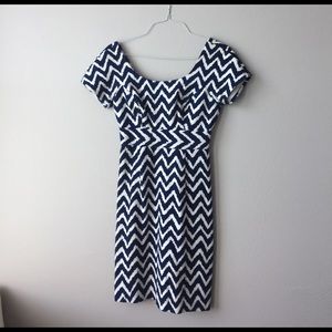 Vintage Milly chevron dress. Navy + cream.