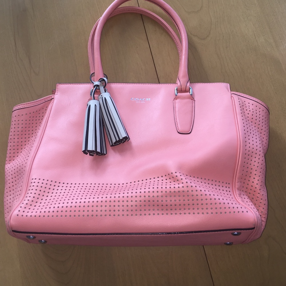 Perfect for spring! Coral color Coach purse legacy