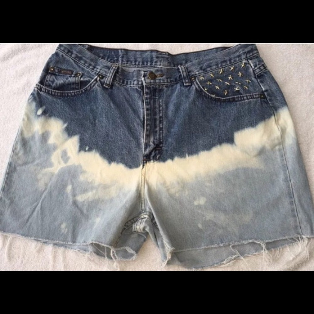 CUSTOM Lee Rider Cutoff Shorts Dip Dyed & Star Studded Sz 16
