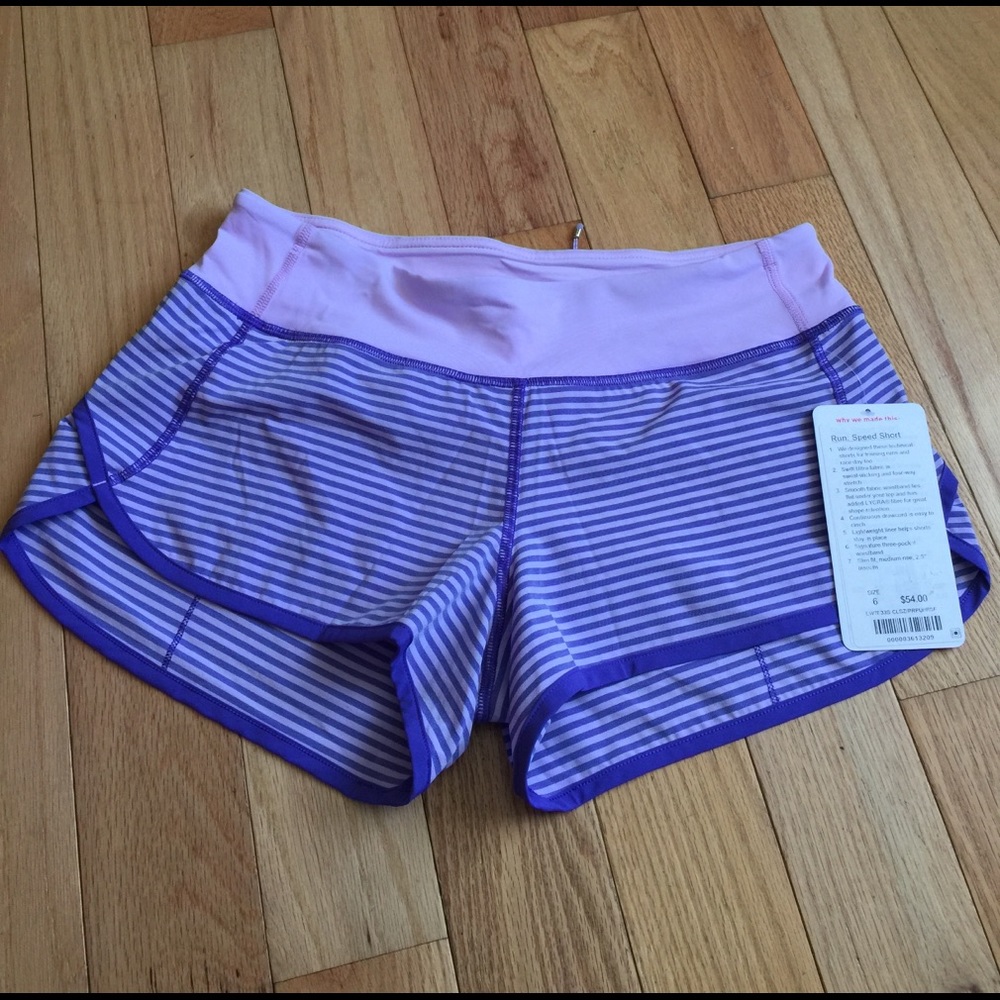 Lululemon speed shorts purple stripes