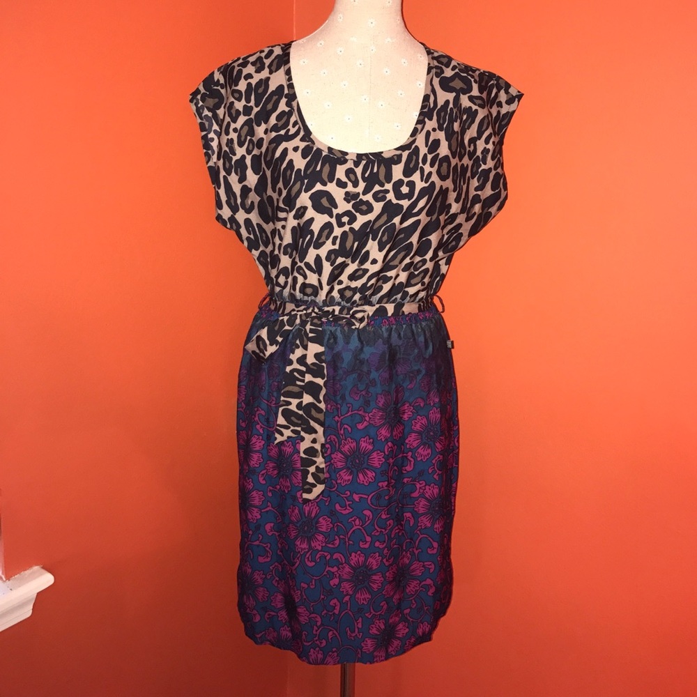DEPT~Mixed Leopard & Floral Printed Sheath Dress~S
