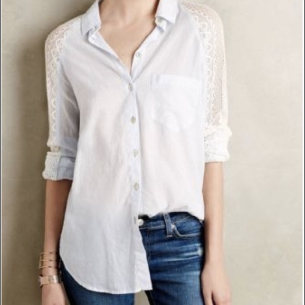 Anthropologie lace button-up