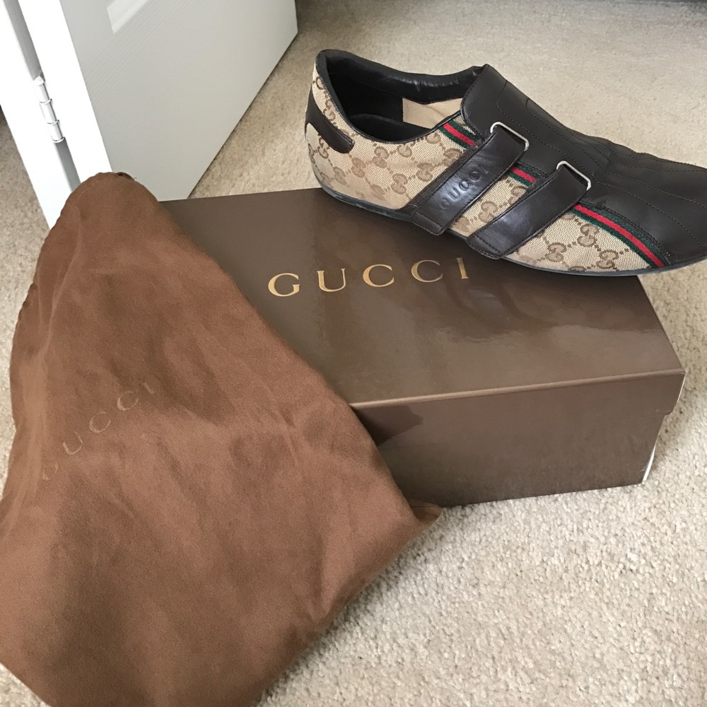Gucci Brown/Tan leather/nylon sneaker