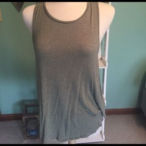 Green striped open back tank