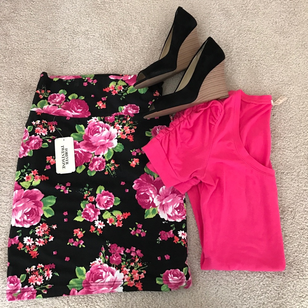 SOLD Floral black skirt