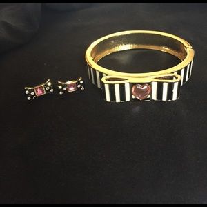 Betsey Johnson Bangle Bracelet and Bow Earrings