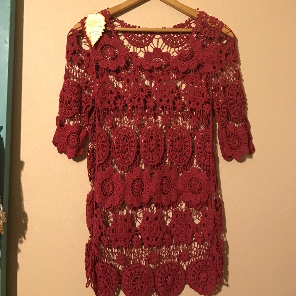 Maroon Crochet Shirt
