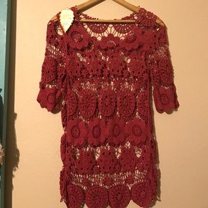 Maroon Crochet Shirt