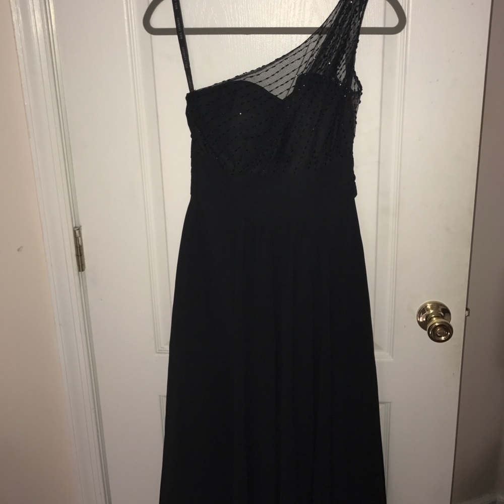 Black one shoulder gown