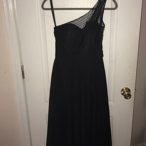 Black one shoulder gown