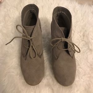 Taupe Grey Wedge Booties