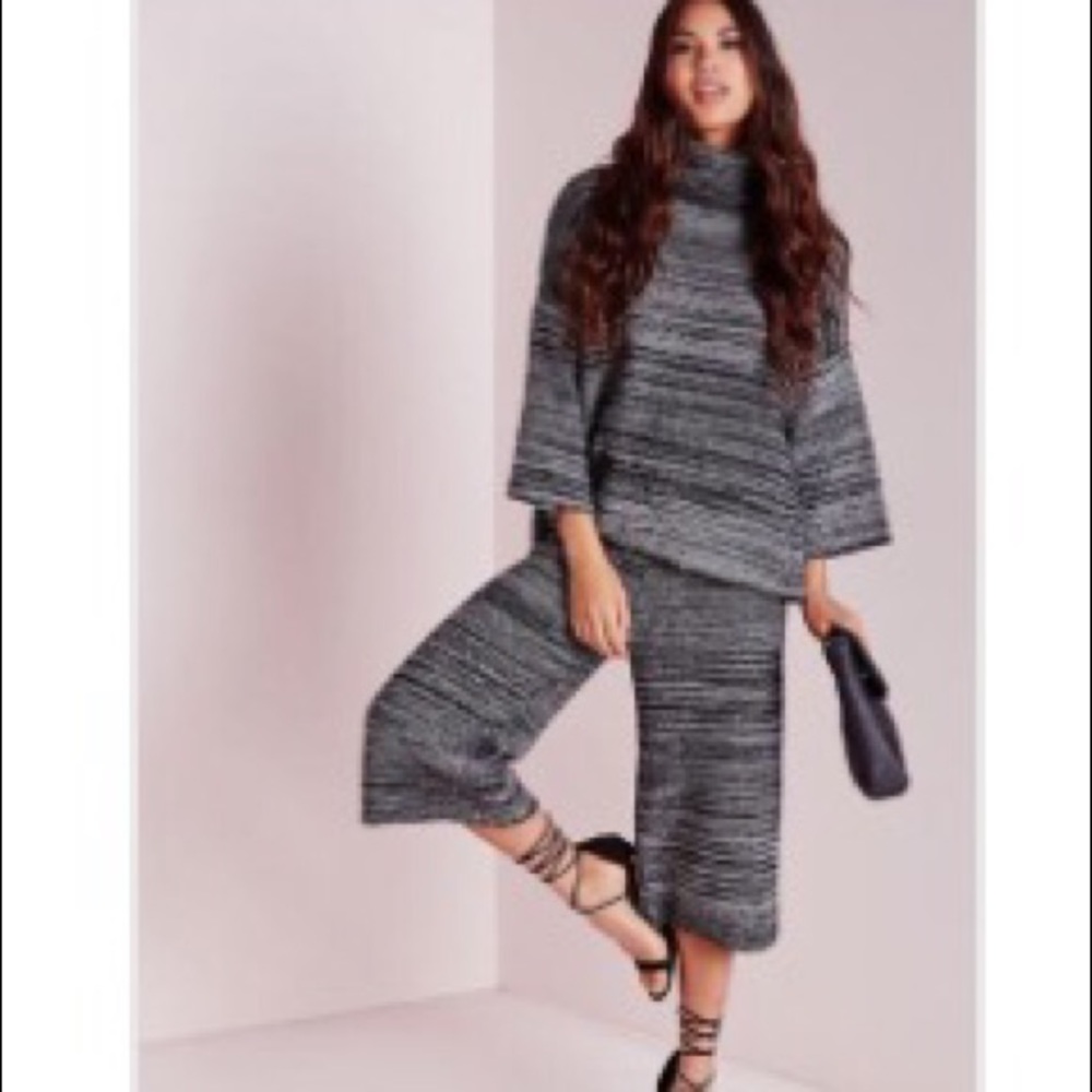 Knitted culottes and high neck sweater