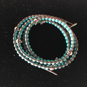 Chan Luu turquoise brown leather wrap bracelet