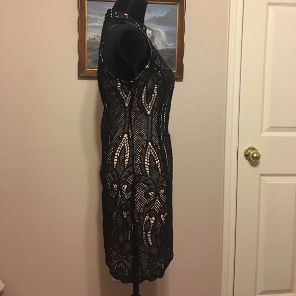 BLACK NUDE CROCHET SHORT DRESS - Picture 4 of 6