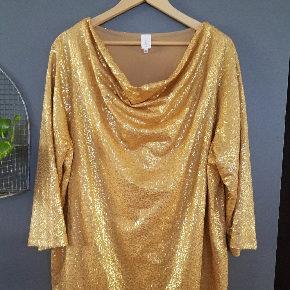 Sophisticated Gold Sequin Blouse