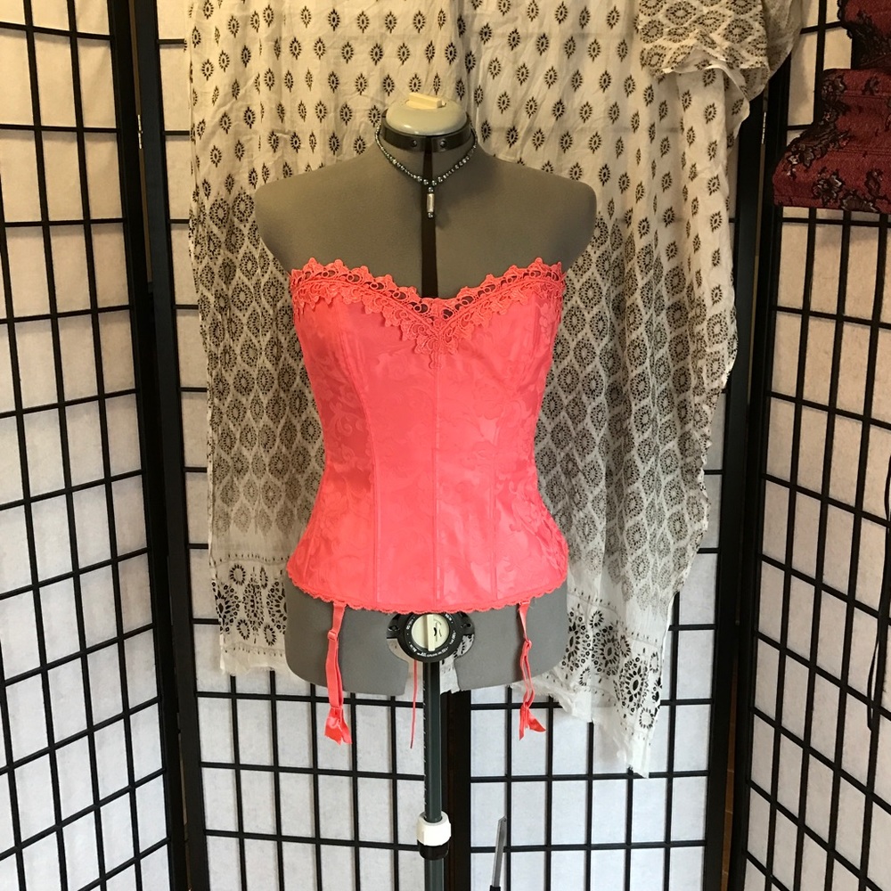 Lace-up corset top in a bright coral. Worn once.