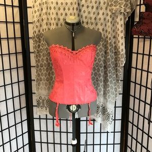 Lace-up corset top in a bright coral. Worn once.