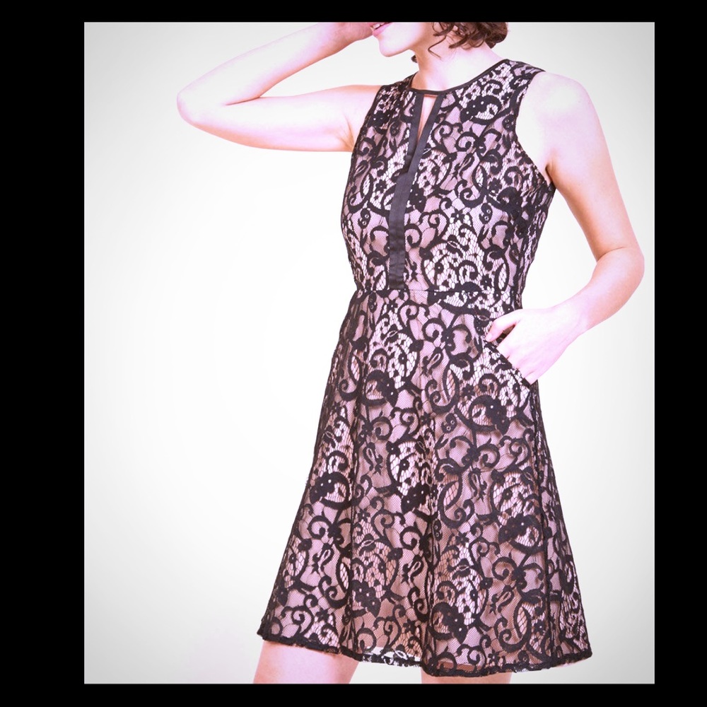 Black and Cream Lace Dress