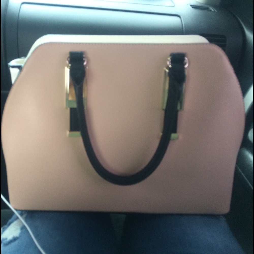 Large blush white and black bag