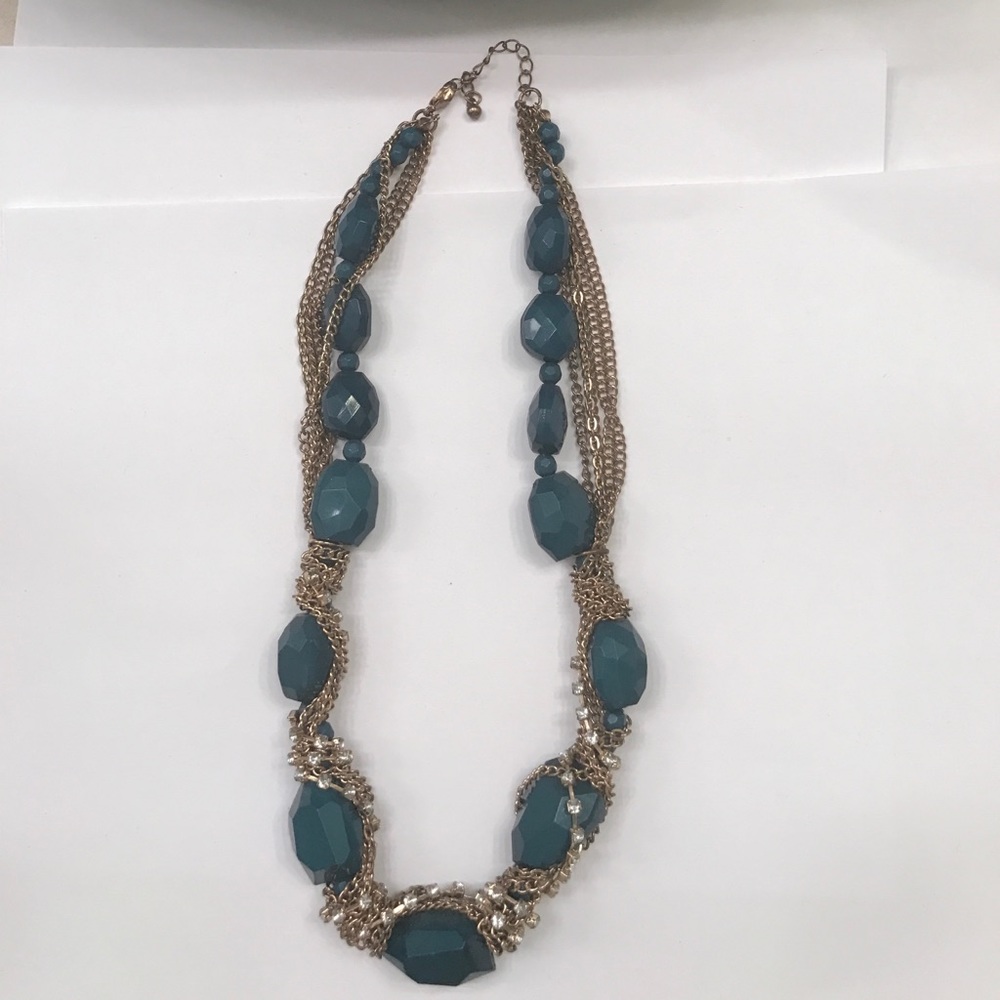 Emerald green and gold wrapped necklace