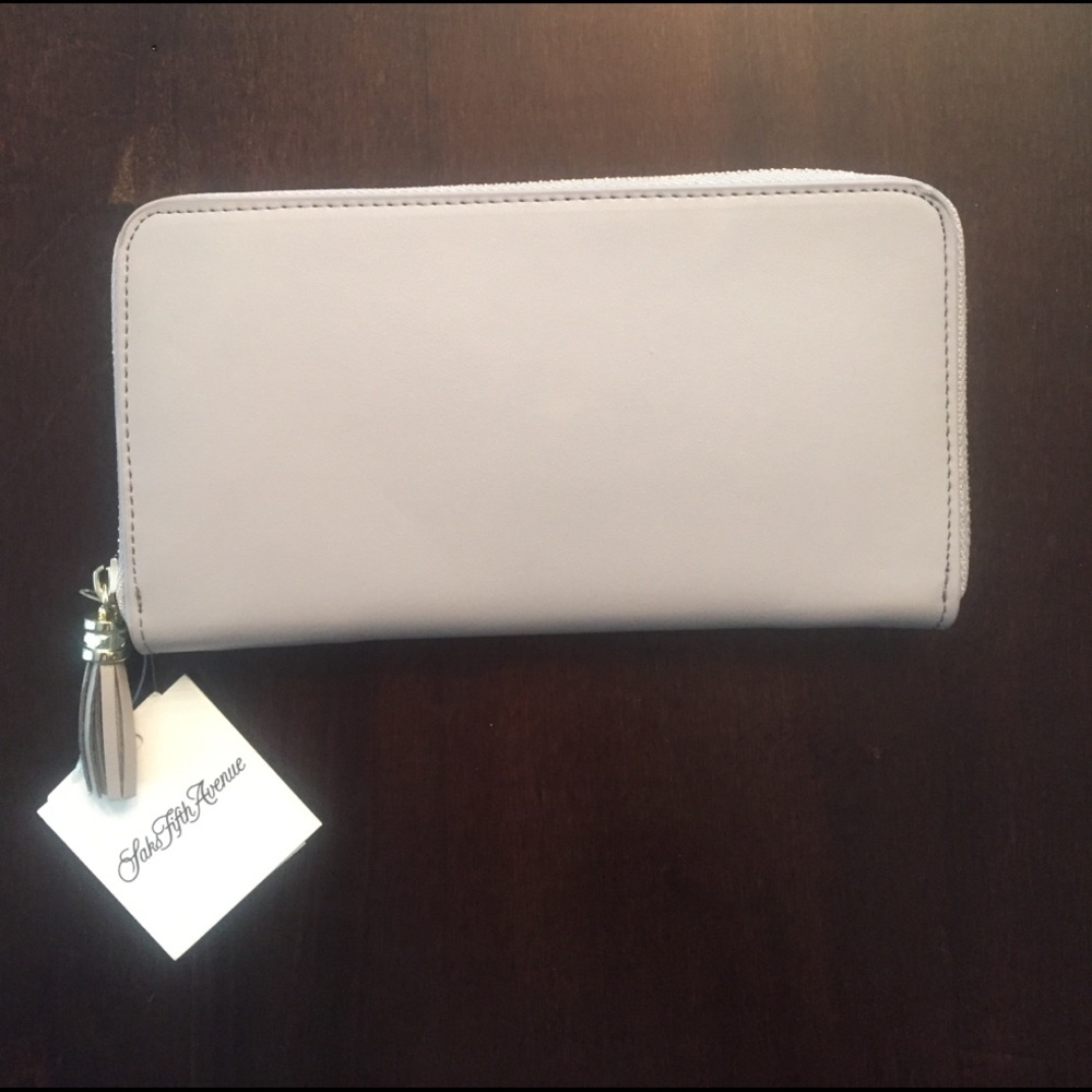 *NWT* Leather Mink/Grey Wallet with tassel detail