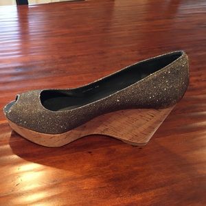 Stuart Weitzman metallic wedge heels