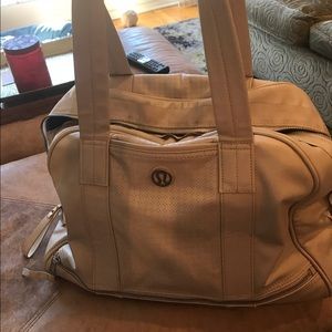 Cream Leather Lululemon Workout Bag!