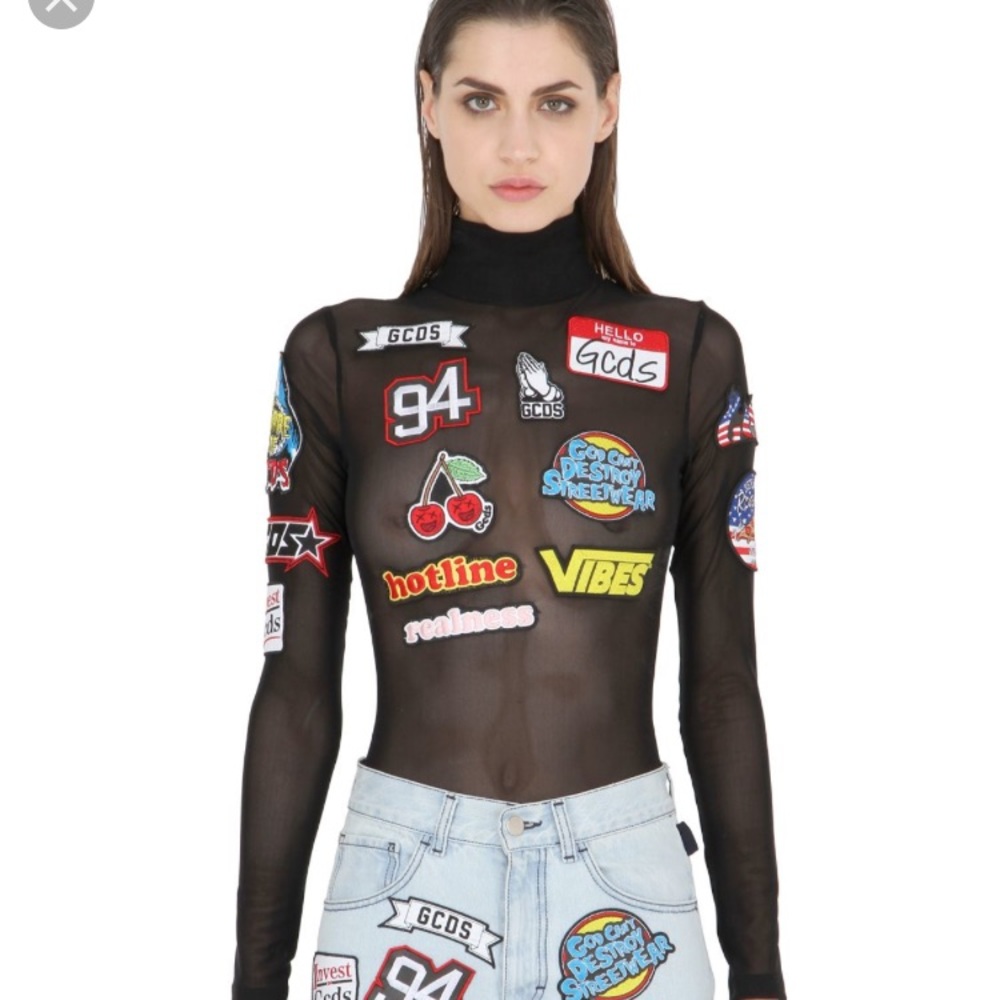 ISO DO NOT BUY! GCDS SHEER BLACK BODY SUIT PATCHES