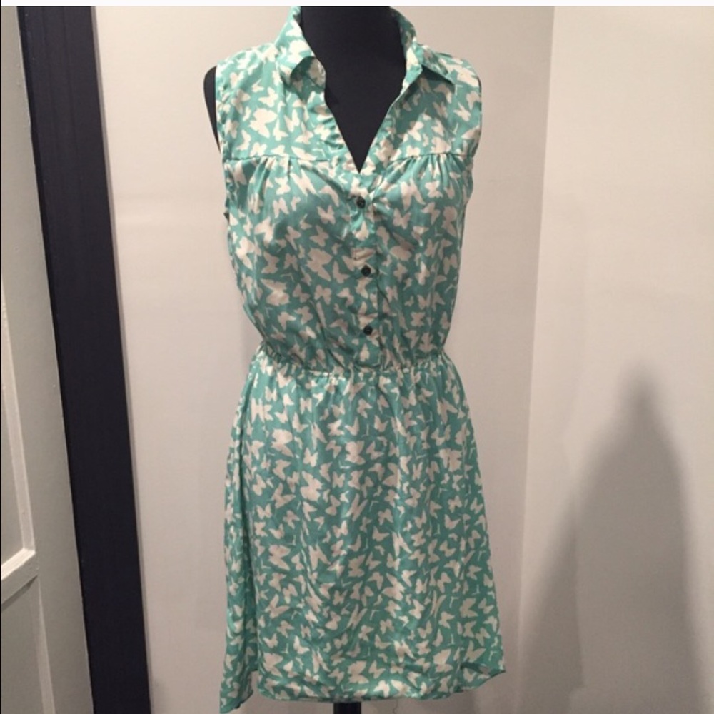 NWOT vintage style mint butterfly print dress