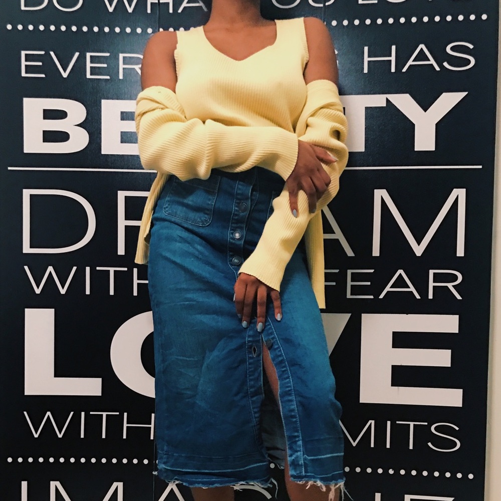 Vintage yellow cardigan and top sweater set