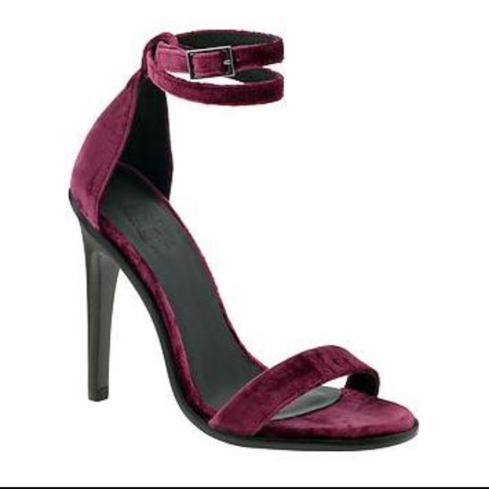 Tibi Amber Strappy Sandals in Cranberry Velvet