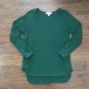 Michael Kors Women’s Scoopneck Sweater High Low Side Zippers Green Size Medium