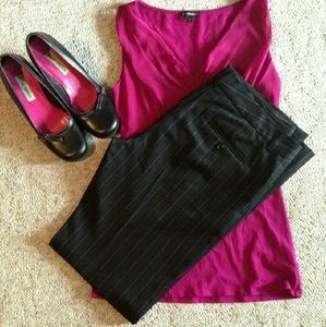 Black with Pale Pink Pinstripe Editor Pants