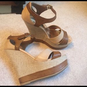 Tan and brown wedges, size 8