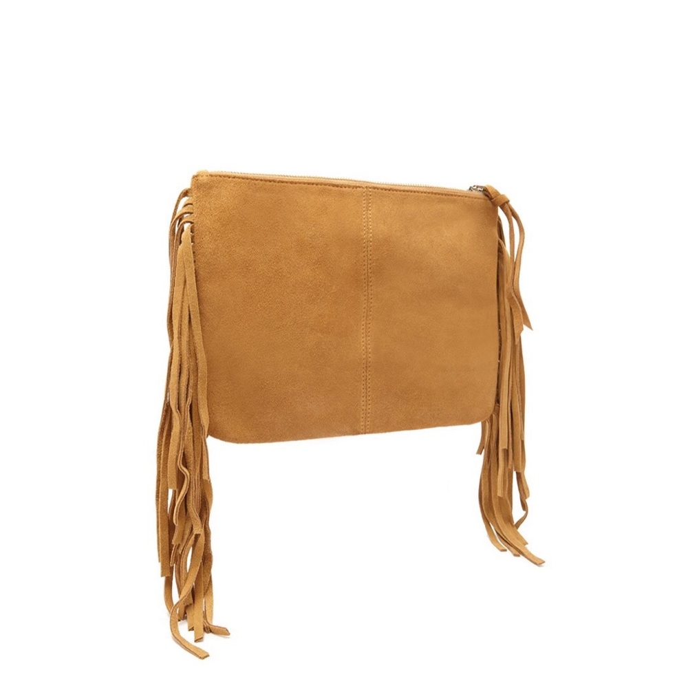 Forever21 Genuine Leather Fringe Clutch