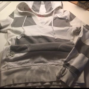 SO sweatshirt white and grey stripe with hood.