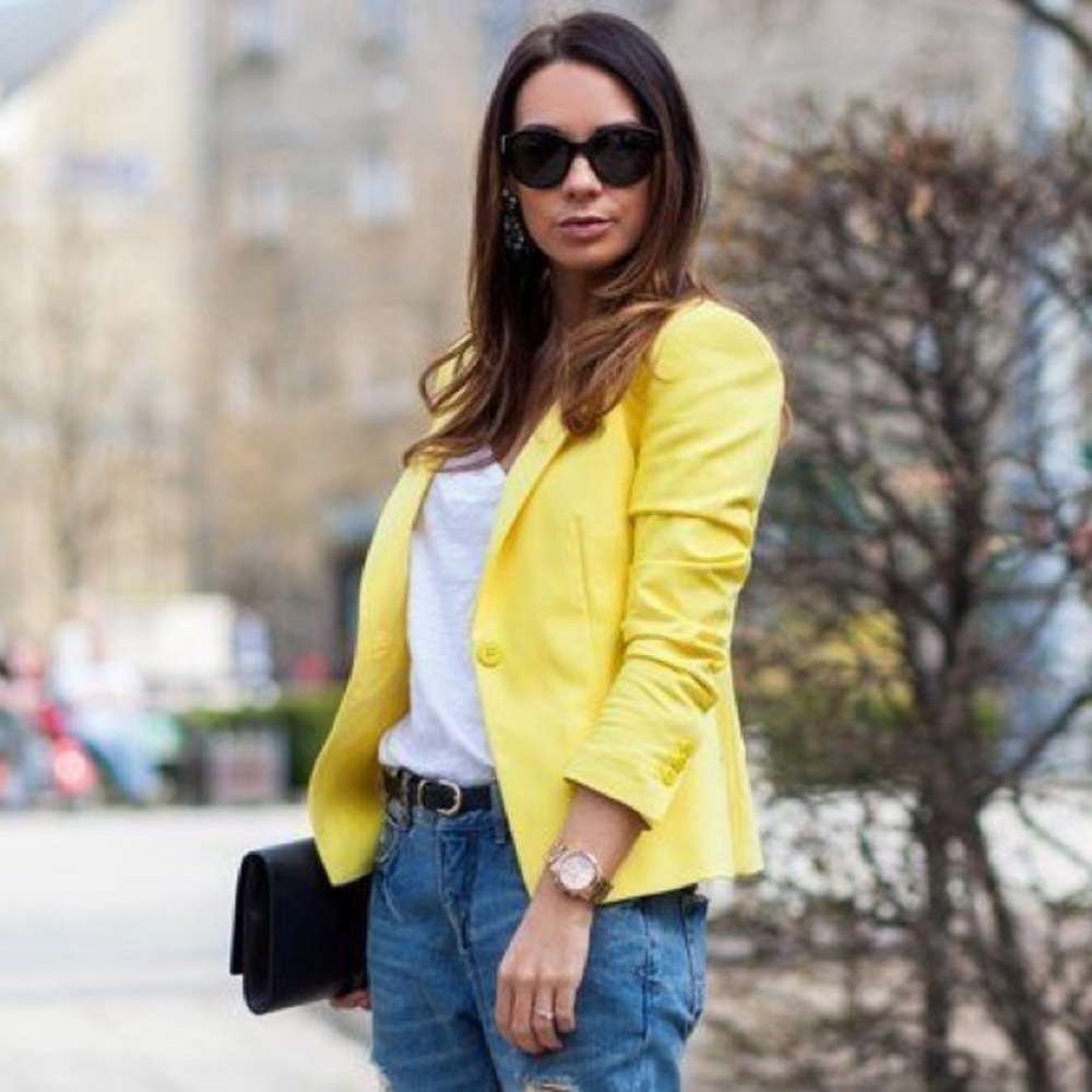 Yellow single button Zara blazer